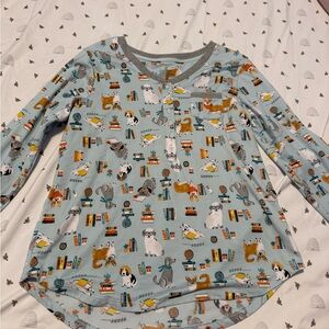 Cuddl Duds Light Blue Animal Print Shirt